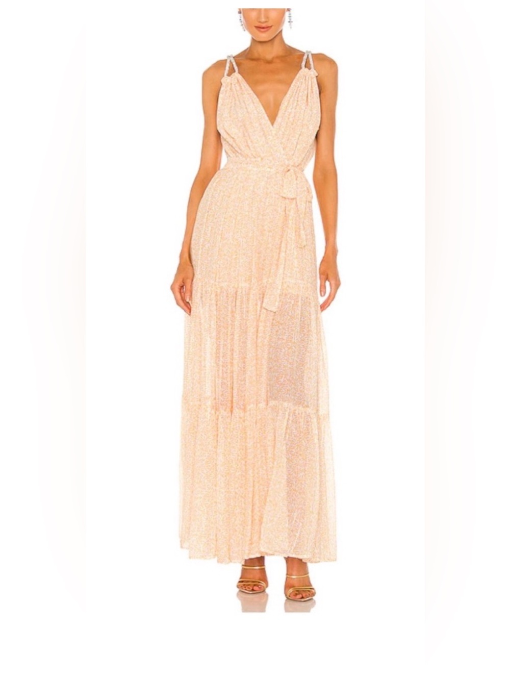 Sabina Musayev Lorelai Silk Maxi Dress Orange Floral Size L NWOT